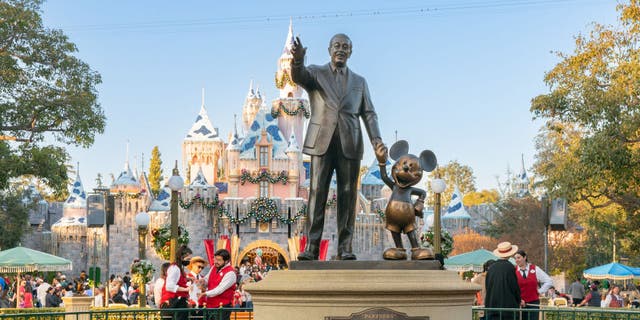 General views of the Walt Disney 'Partners' statue at Disneyland on Dec. 3, 2022 in Anaheim, California.