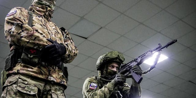 Volunteers receive military training in Rostov on December 6, 2022, amid ongoing Russian military action in Ukraine.