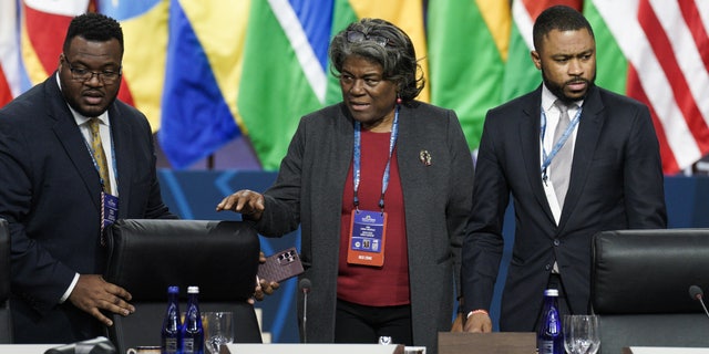 Linda Thomas-Greenfield, US Ambassador to the United Nations (UN) Center, attends the US-Africa Summit working luncheon in Washington, DC, US, Thursday, December 15, 2022.