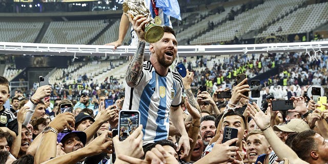 Lionel Messi celebra su victoria en el Mundial