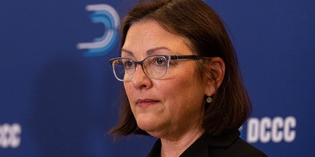 Incoming chair Rep. Suzan DelBene, D-Wash., participates in a Democratic Congressional Campaign Committee news conference on Wednesday.