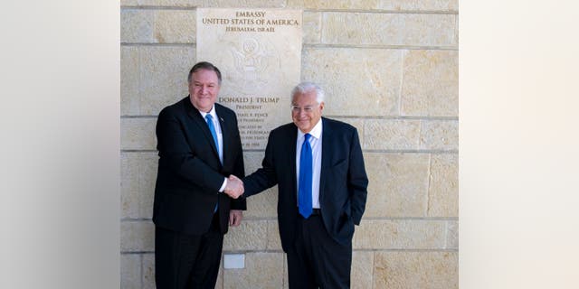 U.S. Secretary of State Michael R. Pompeo tours the U.S. Embassy in Jerusalem with U.S. Ambassador to Israel David Friedman March 21, 2019.