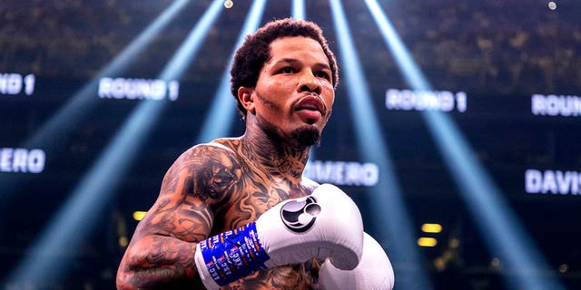 Gervonta Davis in action against Rolando Romero during their fight for Davis's WBA world lightweight title at Barclays Center on May 28, 2022 in Brooklyn, New York.