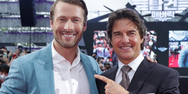 Glen Powell, left, and Tom Cruise starred in the wildly successful 2022 film "Top Gun: Maverick."