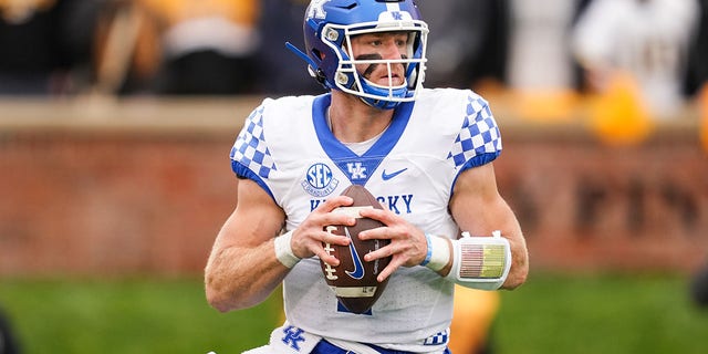 Will Levis #7 of the Kentucky Wildcats rolls out to pass during the first half against the Missouri Tigers at Faurot Field/Memorial Stadium on November 5, 2022 in Columbia, Missouri. 