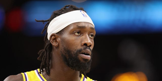 Patrick Beverley, #21 of the Los Angeles Lakers, during the first half of an NBA game at Footprint Center on November 22, 2022 in Phoenix.