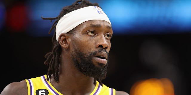 Patrick Beverley, #21 of the Los Angeles Lakers, during the first half of an NBA game at the Footprint Center on November 22, 2022 in Phoenix.