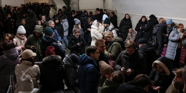 KYIV, UKRAINE - DECEMBER 05: Citizens shelter in the Metro as Russia launches another missile attack on December 05, 2022 in Kyiv, Ukraine. Ukrainian officials expect a new wave of Russian bombing this week, with previous rounds targeting critical infrastructure and causing massive water and power cuts, including in the capital Kyiv. 