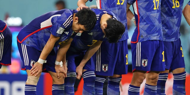 Kaoru Mitoma of Japan reacts during the Round of 16 match with Croatia at Al Janoub Stadium on Dec. 5, 2022, in Al Wakrah, Qatar.