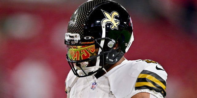 Mark Ingram II of the New Orleans Saints warms up prior to a game against the Tampa Bay Buccaneers at Raymond James Stadium Dec. 5, 2022, in Tampa, Fla. 