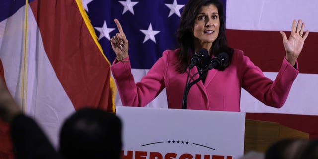 Former U.S. Ambassador to the U.N. Nikki Haley speaks during a campaign for Georgia Republican senate candidate Herschel Walker on December 5th.