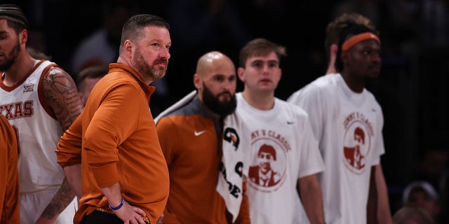 Texas Longhorns head coach Chris Beard during the second half of a game against the Illinois Fighting Illini at Madison Square Garden on December 6, 2022, in New York City. 