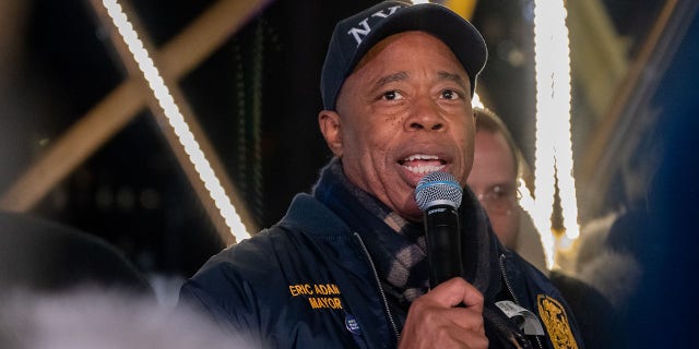 New York City Mayor Eric Adams speaks before the world's largest Hanukkah Menorah is lit on the first night of Hannukah at Grand Army Plaza on Dec. 18, 2022 in New York City. That same day, Adams issued a statement regarding Title 42. 