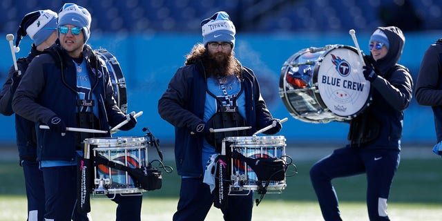 The Blue Crew Drumline warms up prior to the game between the Houston Texans and the Tennessee Titans at Nissan Stadium on December 24, 2022 in Nashville, Tennessee. 