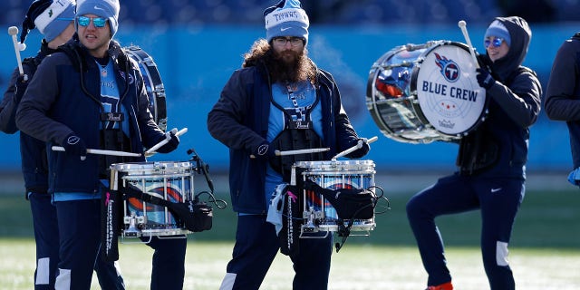 The Blue Crew Drumline warms up prior to the game between the Houston Texans and the Tennessee Titans at Nissan Stadium on December 24, 2022 in Nashville, Tennessee.