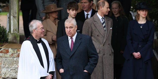 Prince Andrew spoke with the Reverend outside church services.