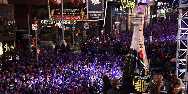 Atmosphere during 2016 with Moet &amp; Chandon, the official Champagne of Times Square New Year's Eve at Times Square on Dec. 31, 2015, in New York City. 