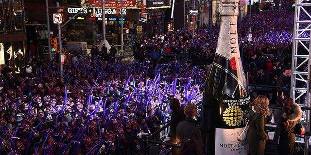 Atmosphere during 2016 with Moet & Chandon, the official Champagne of Times Square New Year's Eve at Times Square on Dec. 31, 2015, in New York City.