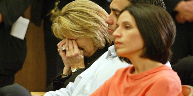 (L-R) Sharon Rocha, Brent Rocha and his wife, Rose Marie Rocha, sit during a news conference after the jury verdict sentence recommendation of death for Scott Peterson Dec. 13, 2004, in Redwood City, Calif. 