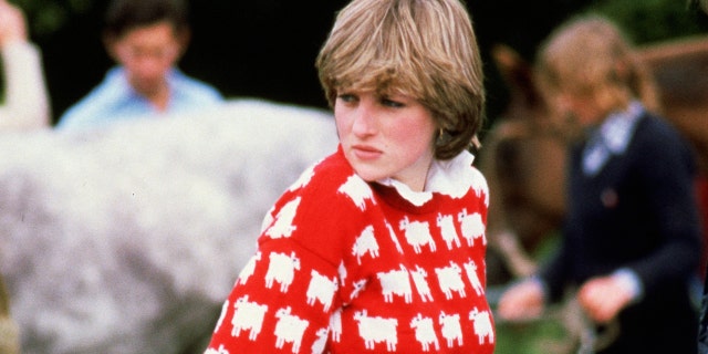 Diana, Princess of Wales wearing 'black sheep' wool jumper by Warm and Wonderful to Windsor Polo, June 1981.
