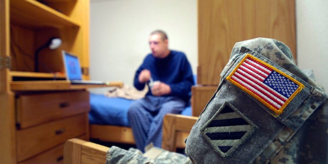Army Cpl. Jesse Pelayo in his quarters, May 1, 2008, in Fort Stewart, Georgia.