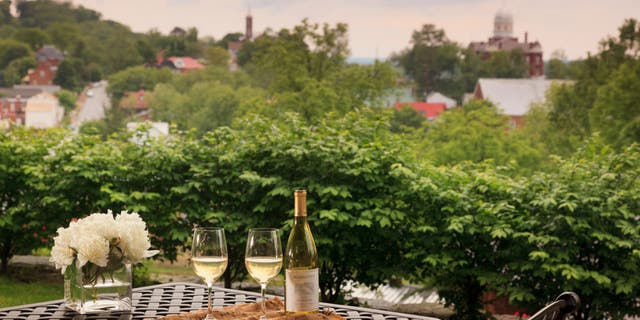 Hermannhoff Inn and Winery, Hermann, Missouri, a historic German settlement founded in 1837. Missouri boasted some of the world's best wineries in the 1800s, before losing the industry to Prohibition.