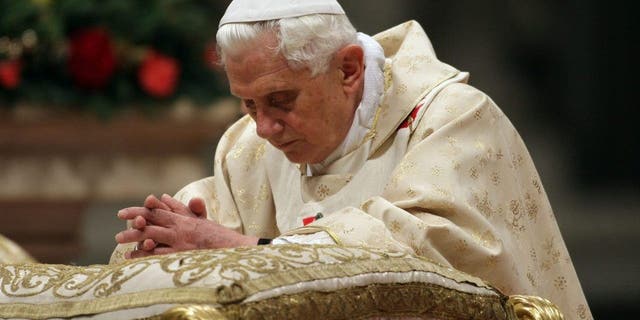 Pope Benedict XVI gives Christmas Night Mass at St. Peter's Basilica on Dec. 24, 2009, in Vatican City, Vatican.