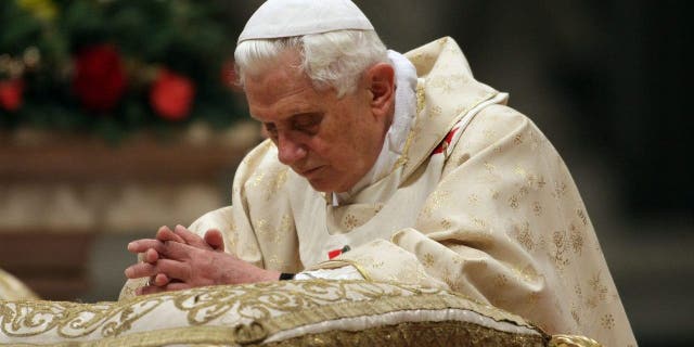 Pope Benedict XVI gives Christmas Night Mass at St. Peter's Basilica on Dec. 24, 2009, in Vatican City, Vatican. 