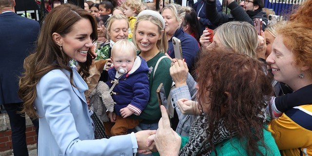 Catherine, Princess of Wales, greets the public during a visit to Carrickfergus Castle on Oct. 6, 2022 in Belfast, Northern Ireland.
