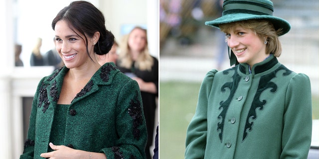 Meghan Markle and Princess Diana opted for green as part of their maternity looks.