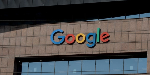 The Google logo is pictured at the Google India office building in Hyderabad on Jan. 28, 2022. 