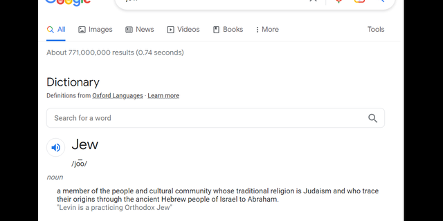 The website, around 1 p.m. ET, changed the leading definition again to the noun form.