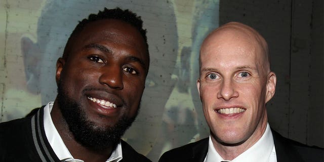 Soccer player Jozy Altidore, left, and journalist Grant Wall attend the 2017 St. Luke's Foundation Benefit for Haiti event hosted by Kenneth Cole at The Garage on January 10, 2017 in New York City.