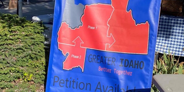 Sign of proposed Greater Idaho borders