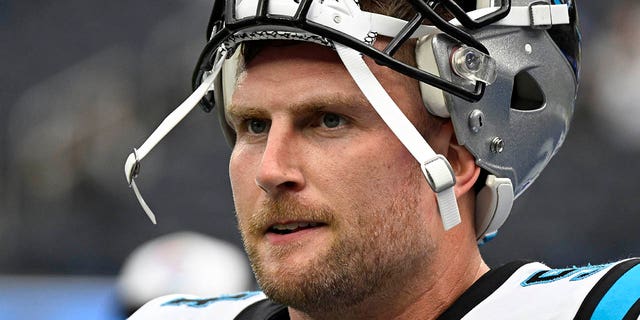 Henry Anderson, #94 of the Carolina Panthers, seen while playing the Los Angeles Rams at SoFi Stadium on Oct. 16, 2022 in Inglewood, California.