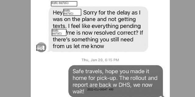 Text messages between DHS officials.