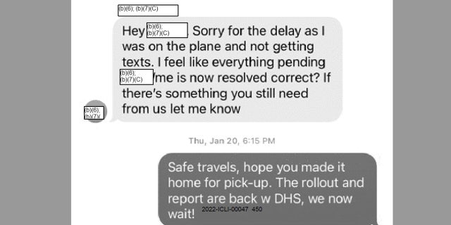 Text messages between DHS officials.