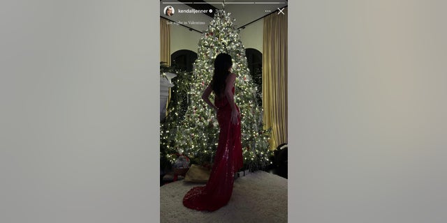 Kendall Jenner wore Valentino to her family Christmas party.