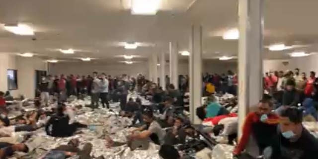 In a video taken Friday from Rep. Tony Gonalez, R-Tex., a Border Patrol Central Processing Center is seen at over four times its capacity with migrants.