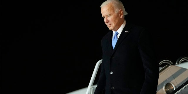 President Biden arrives at Delaware Air National Guard Base in New Castle, Delaware, Dec. 15, 2022.