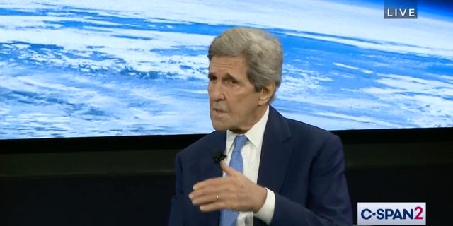 Special Climate Envoy John Kerry speaks about climate policy at a Washington Post event on Thursday.