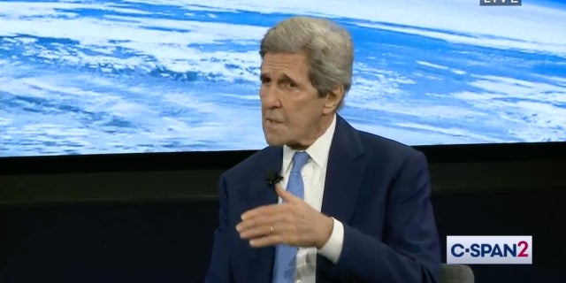 Special Presidential Envoy for Climate John Kerry speaks about climate policies during a Washington Post event on Thursday.