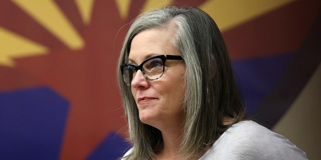 While running for governor, Katie Hobbs holds a campaign event at the Carpenters Local Union 1912 headquarters on Nov. 5, 2022, in Phoenix, Arizona.