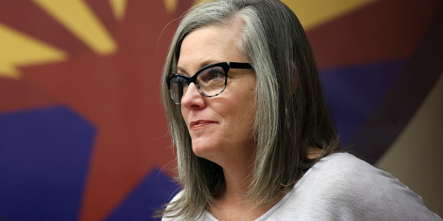 While running for governor, Katie Hobbs holds a campaign event at the Carpenters Local Union 1912 headquarters on Nov. 5, 2022, in Phoenix, Arizona.