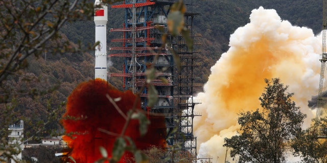 A Long March 3B carrier rocket carrying the Shiyan-10 02 satellite blasts off from the Xichang Satellite Launch Center on Dec. 29, 2022, in Xichang, Liangshan Yi Autonomous Prefecture, Sichuan Province of China.