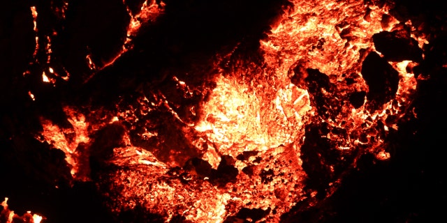 A view from Mauna Loa, the world's largest active volcano, began to erupt overnight, prompting authorities to open shelters "as a precaution" on November 30, 2022 in Big Island of Hawaii.