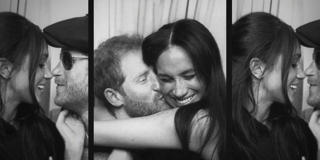 Prince Harry and Meghan Markle in a series of black and white photos promotion for their show Harry & Meghan