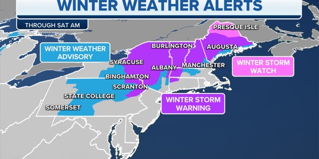 Winter weather alerts in the Northeast