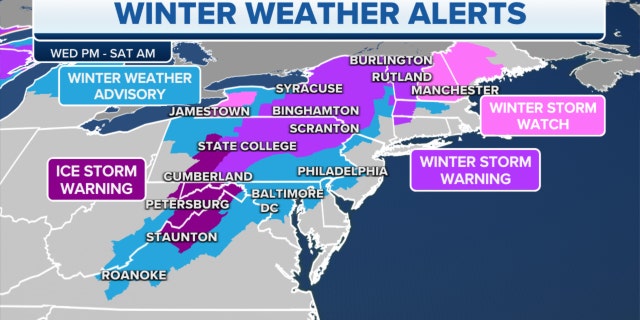 Winter weather alerts in the Northeast