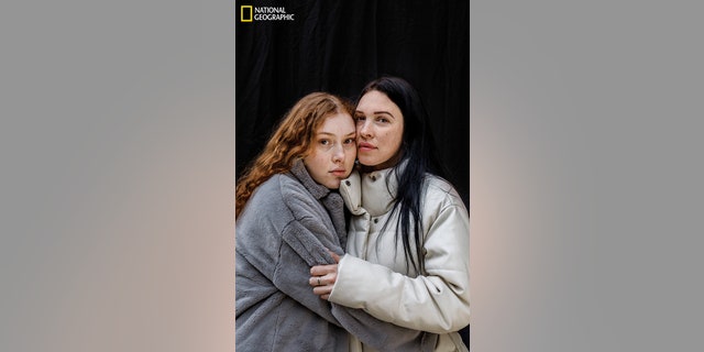 Oksana Hapbarova (at left), 18, said that she and her mother (also named Oksana, 39), waited out Russian attacks in a Kyiv bomb shelter.